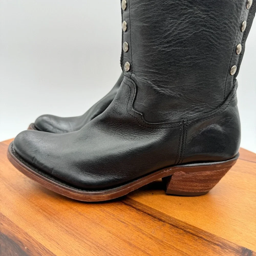 Reba by Justin Womens 5.5 Leslie Tall Western Boots Black Leather Cowboy Studded